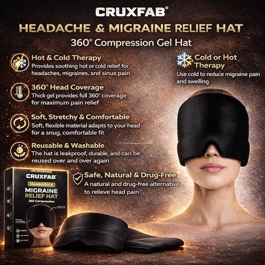 Migraine Relief Cap for Migraines, Headaches, Sinuses, Tension Relief Headache Relief Cap for Men & Women Hot & Cold Therapy Relaxing Thermax Migraine Miracle Cap, Migrane Relaxing Cap
