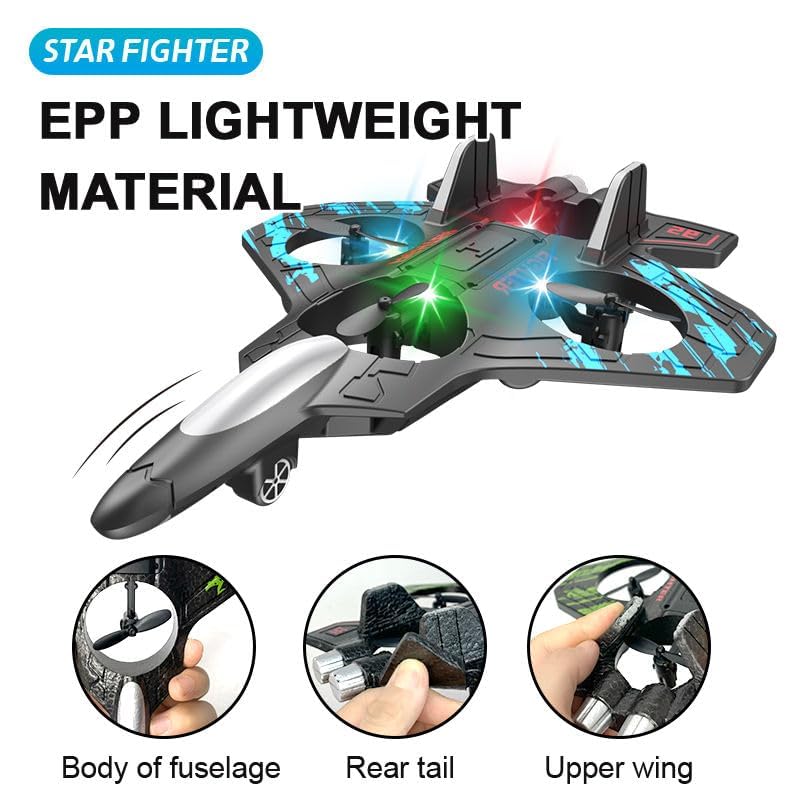 Fighter Plane RC Plane - 2.4 GHz Remote Controlled Fighter Plane || RC Airplane Easy to Fly Stable Jet Fighter Toys for Kids || LED Lights, 360 Degree Hovering Airplane and Stun Roll.