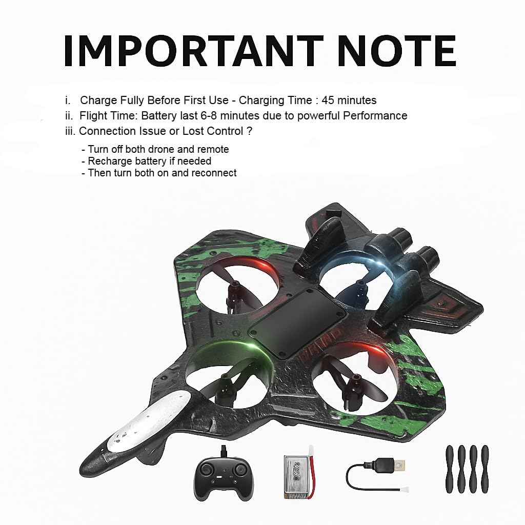 Fighter Plane RC Plane - 2.4 GHz Remote Controlled Fighter Plane || RC Airplane Easy to Fly Stable Jet Fighter Toys for Kids || LED Lights, 360 Degree Hovering Airplane and Stun Roll.