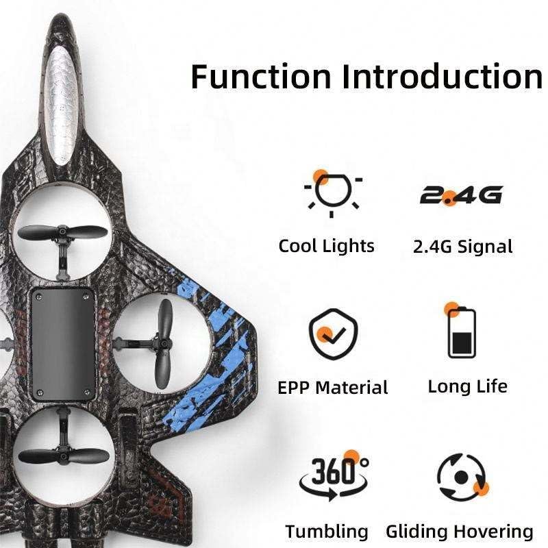Fighter Plane RC Plane - 2.4 GHz Remote Controlled Fighter Plane || RC Airplane Easy to Fly Stable Jet Fighter Toys for Kids || LED Lights, 360 Degree Hovering Airplane and Stun Roll.