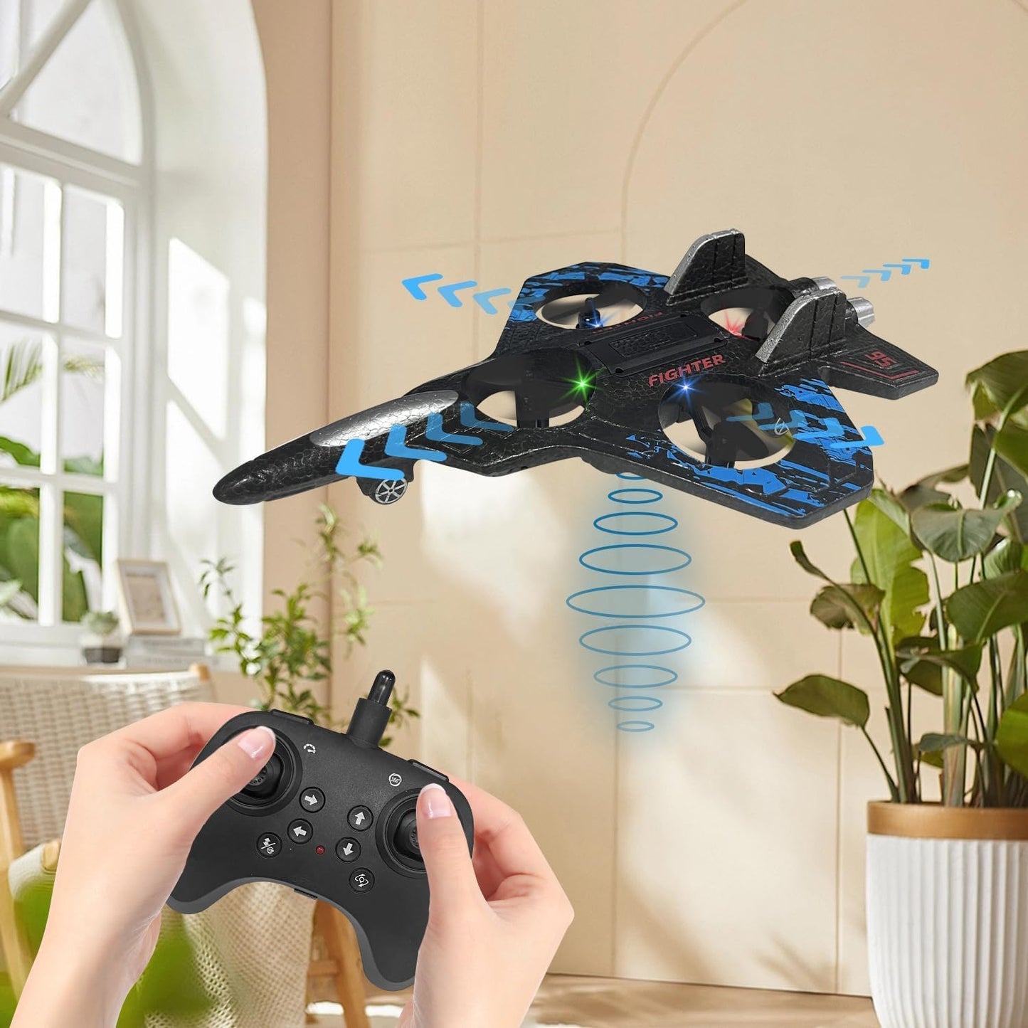 Fighter Plane RC Plane - 2.4 GHz Remote Controlled Fighter Plane || RC Airplane Easy to Fly Stable Jet Fighter Toys for Kids || LED Lights, 360 Degree Hovering Airplane and Stun Roll.