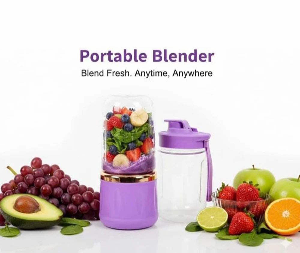 Portable Electric Usb Juice Maker Juicer Bottle Blender Grinder Mixer, Rechargeable 4 Blades